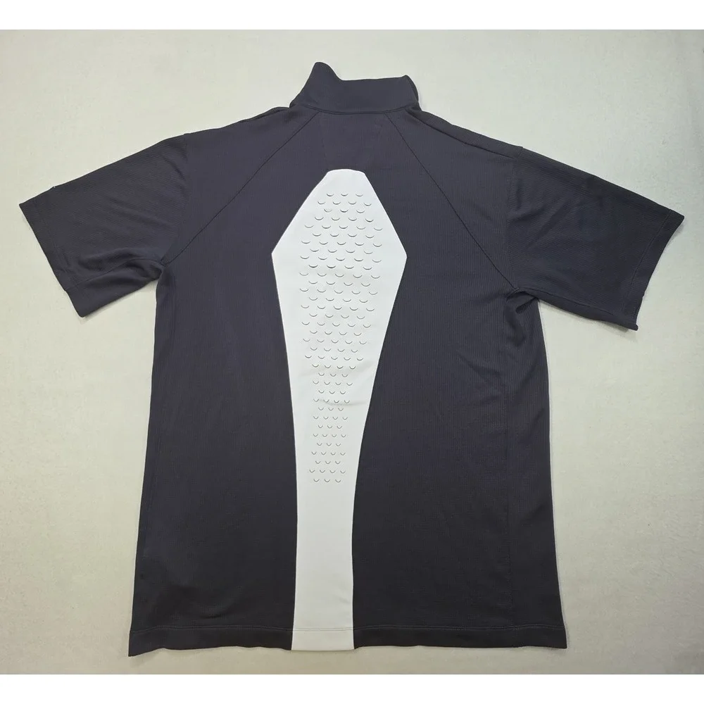 Vintage Nike Golf Polo Shirt‎ Mens XL FISH SCALES BACK VENT Gray White  1/4 Zip